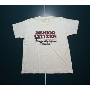 Vtg 90s Senior Citizen "Gimme My Damn Discount" T Shirt XL Funny Single Stitch